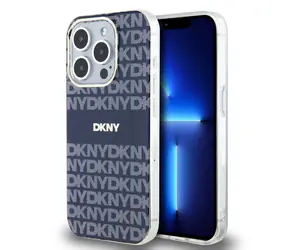 DKNY PC/TPU Repeat Pattern Tonal Stripe Magsafe Back Cover für Apple iPhone 13 Pro Blau
