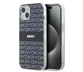 DKNY PC/TPU Repeat Pattern Tonal Stripe Magsafe Back Cover für Apple iPhone 14 Schwarz