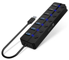 Connect IT Mighty Switch 2 schwarz / USB-Hub / 4X USB-A 3.0 / 3x USB-A 2.0