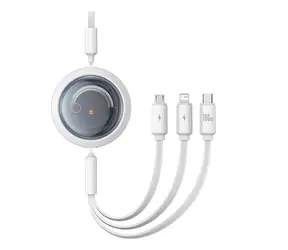 Baseus P10368700211-02 Schnellladekabel 3 in 1 USB-A - microUSB & USB-C & Lightning (100 W) 1,1 m weiß