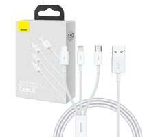 Baseus P10320105221-00 USB-Kabel 3 in 1 1 m weiß / 1x USB-C / 1x microUSB / 1x Lightning