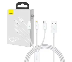 Baseus P10320105221-00 USB-Kabel 3 in 1 1 m weiß / 1x USB-C / 1x microUSB / 1x Lightning