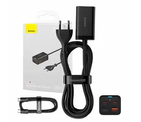 Baseus CCGP040101 Schnellladegerät GaN3 Pro schwarz / 2x USB-A / 2x USB-C / 65W