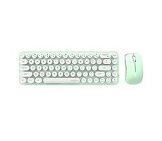 MOFII Bean 2.4G weiß-grün / Kabelloses Tastatur + Maus-Set / US-Layout / 2,4 GHz USB-Dongle / 1200 DPI