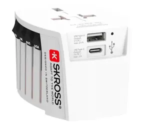SKROSS Reiseadapter MUV USB / universell für 150 Länder / USB-A / USB-C  