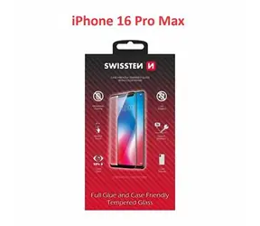 Swissten FULL FLUE COLOR FRAME CASE FRIENDLY Schutzglas für Apple iPhone 16 Pro Max schwarz
