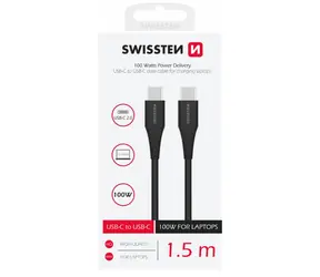Swissten Datenkabel TPE USB-C - USB-C 1,5m schwarz / Power Delivery 5A (100W)