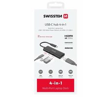 Swissten USB-C HUB 4-IN-1 / USB-C PD / USB 3.0 / USB 2.0 / HDMI / Aluminium
