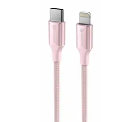 Swissten TEXTILE II Datenkabel USB-C - Lightning 1,5m rosa