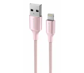 Swissten TEXTILE II Datenkabel USB - Lightning 1,5m rosa