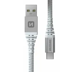Swissten Aramidverstärktes Datenkabel USB - USB-C, 1,5 m, weiß