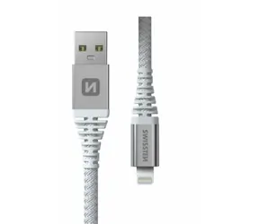 Swissten Aramidverstärktes Datenkabel USB-Lightning, 1,5 m, weiß