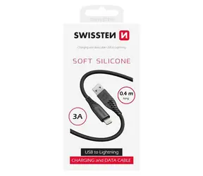 Swissten SOFT SILICONE Datenkabel USB - Lightning 0,4m schwarz