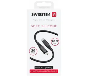 Swissten SOFT SILICONE Datenkabel USB-C - Lightning 0,4m schwarz