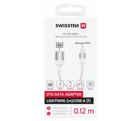 Swissten TEXTILE OTG-Adapter Lightning (M) auf USB-A (F) 0,13m weiss