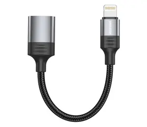 Swissten TEXTILE OTG-Adapter Lightning (M) auf USB-A (F) 0,13 m schwarz