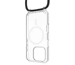 FIXED MagPure Halshülle mit schwarzem Umhängeband für Apple iPhone 16 Pro Max