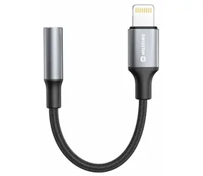 Swissten TEXTILE Audioadapter Lightning - 3,5 mm Klinke 0,15 m schwarz