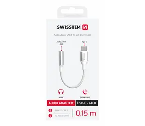 Swissten TEXTILE Audio-Adapter USB-C (M) - 3,5-mm-Klinke 0,15 m weiß