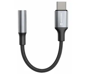 Swissten TEXTILE Audioadapter USB-C (M) - 3,5 mm Klinke 0,15 m schwarz