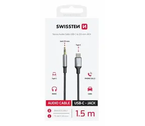Swissten TEXTILE Audioadapter USB-C (M) - 3,5 mm Klinke 1,5 m schwarz