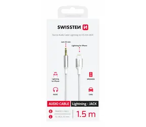 Swissten TEXTILE Audio-Adapter Lightning - 3,5-mm-Klinke 1,5 m weiß