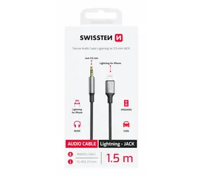 Swissten TEXTILE Audio-Adapter Lightning - 3,5-mm-Klinke 1,5 m schwarz