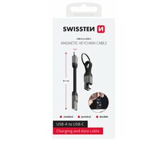 Swissten Magnetisches Schlüsselanhängerkabel USB-A (F) - USB-C (M) 9,7 cm / 15 W
