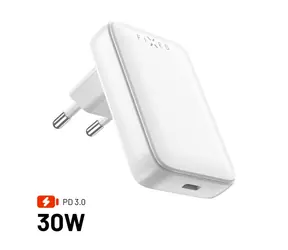 FIXED Slim Netzwerk-GaN-Ladegerät mit USB-C-Ausgang und PD-Unterstützung 30 W weiß