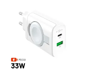 FIXED Power Socket Netzwerkladegerät mit USB-A- und USB-C-Ausgang und Klappladegerät für Apple Watch 33W weiß