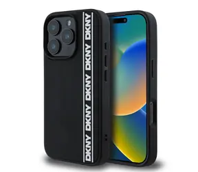 DKNY 3D Rubber Repeat Logo Line Backcover für Apple iPhone 16 Pro Max schwarz
