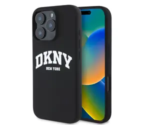 DKNY Liquid Silicone Arch Logo MagSafe Backcover für Apple iPhone 16 Pro Schwarz