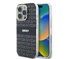 DKNY PC/TPU Repeat Pattern Tonal Stripe Magsafe Back Cover für Apple iPhone 16 Pro Max Schwarz