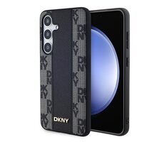DKNY Magsafe-Rückseite aus PU-Leder mit Karomuster für Samsung Galaxy S24, Schwarz