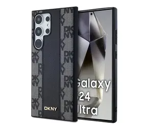 DKNY Magsafe-Rückseite aus PU-Leder mit Karomuster für Samsung Galaxy S24 Ultra, Schwarz