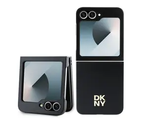 DKNY PU-Leder-Stack Logo Rückseite für Samsung Galaxy Z Flip 6 Schwarz
