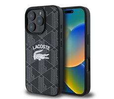 Lacoste Blend Monogram MagSafe Backcover für Apple iPhone 16 Pro Schwarz