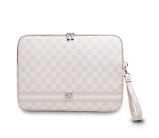 DKNY PU-Leder-Notizbuchhülle mit Karomuster und Streifen, 13/14 Zoll, Rosa