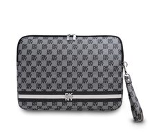 DKNY PU-Leder-Notizbuchhülle mit Karomuster und Streifen, 15/16 Zoll, Schwarz