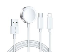 Joyroom S-IW008 Kabel USB-A (M) - Lightning (M) + USB-C (M) + magnetisches Ladegerät 1,2 m weiß 