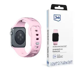 3mk Silikon-Uhrenarmband für Apple 42/44/45/49 mm, Puderrosa