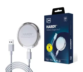 3mk HARDY Wireless Charger 2in1 kabelloses Ladegerät mit Standfunktion 15W weiß