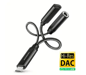 Axagon ADA-HCPD Audio-Adapter USB-C (M) - 3,5 mm Klinke + USB-C (F) schwarz