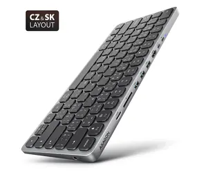 Axagon HMC-KB-CS, USB-5-Gbit/s-Hub mit CZ/SK-Tastatur, HDMI 4K/60 Hz, 3x USB-A, SD/mSD, Audio, PD 100 W, USB-C-Kabel 60 cm