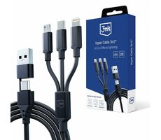 3mk Hyper Cable Ladekabel 3in1 A/C auf C/Micro/Lightning 1,5m schwarz