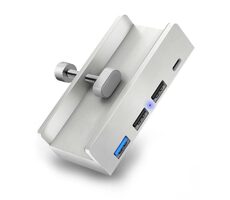 Connect IT USB DeskHub 4 in 1 auf der Tischplatte silber