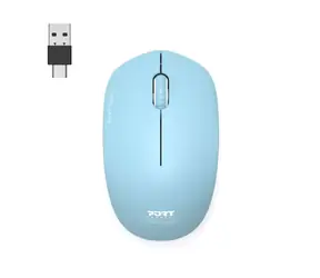 PORT CONNECT Wireless COLLECTION Cyan / kabellose Maus / USB-A/USB-C-Dongle / 2,4 GHz / 1600 DPI