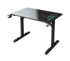 Ultradesk FREEZE V2 ULTRA-GLASS schwarz / Gaming-Tisch / 109 x 69 x 75 cm / LED-Beleuchtung