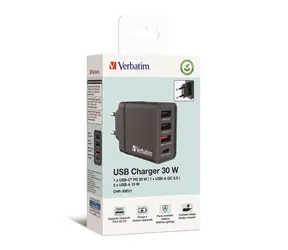 Verbatim USB-Wandladegerät 30 W schwarz / 30 W / 4 Anschlüsse
