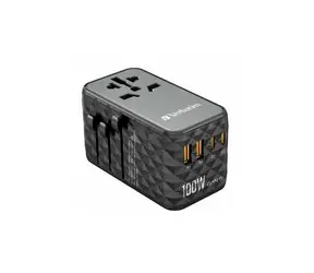 Verbatim UTA-06 Universal Reiseadapter / 2x USB-C / PD 100W und QC4+ / 2xUSB-A QC 3.0 / schwarz 